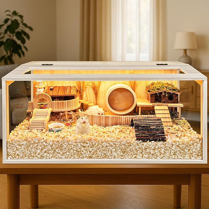Hamster Cage Chewproof, Large Hamster Cages and Habitats, Openable Top with Acrylic Sheets, Solid Built