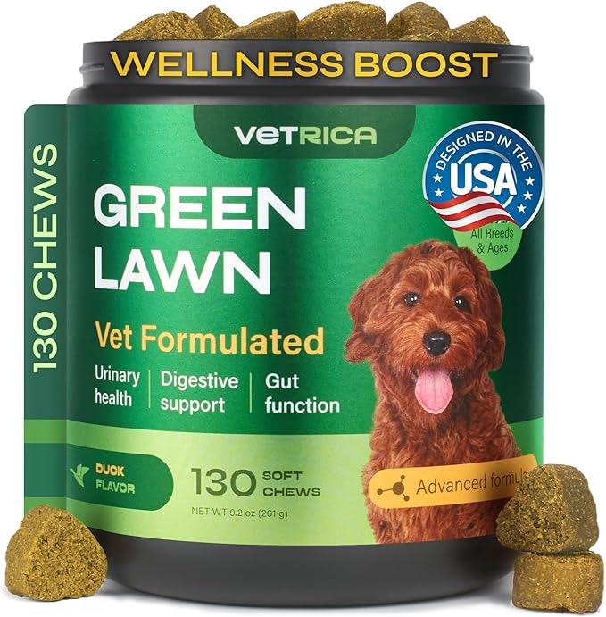 Dog Urine Neutralizer for Lawn - Grass Burn Spot Chews for Dogs - Dog Pee Grass Spot Saver - Green Lawn Treats with Enzymes - Digestive and Gut Health Support Chews - Canine UTI Support Supplement