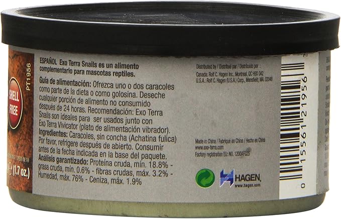 Exo Terra Specialty Reptile Food - Canned Unshelled Snails for Reptiles - Nutrient-Rich, Softened Exoskeleton for Easy Digestion - No Live Insects Needed - Convenient, Ready-to-Serve Meal