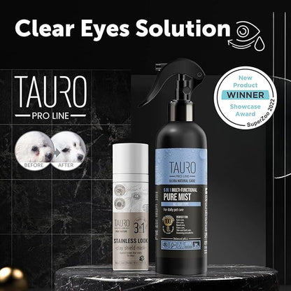 Clear Eyes Solution Set 6in1 Multi-Functional Pure Mist and Stainless Look Clay Mask - Tear Stain Remover, Eye Cleaner - Eye Care Ear Care Grooming Treatment for All Dogs and Cats Eyes