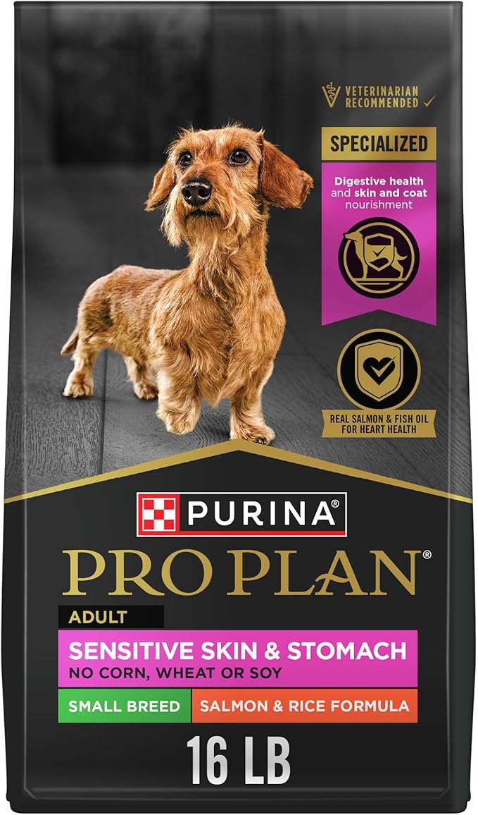 Purina Pro Plan Sensitive Skin and Stomach Dog Food Small Breed, Adult Salmon & Rice Formula - 16 lb. Bag