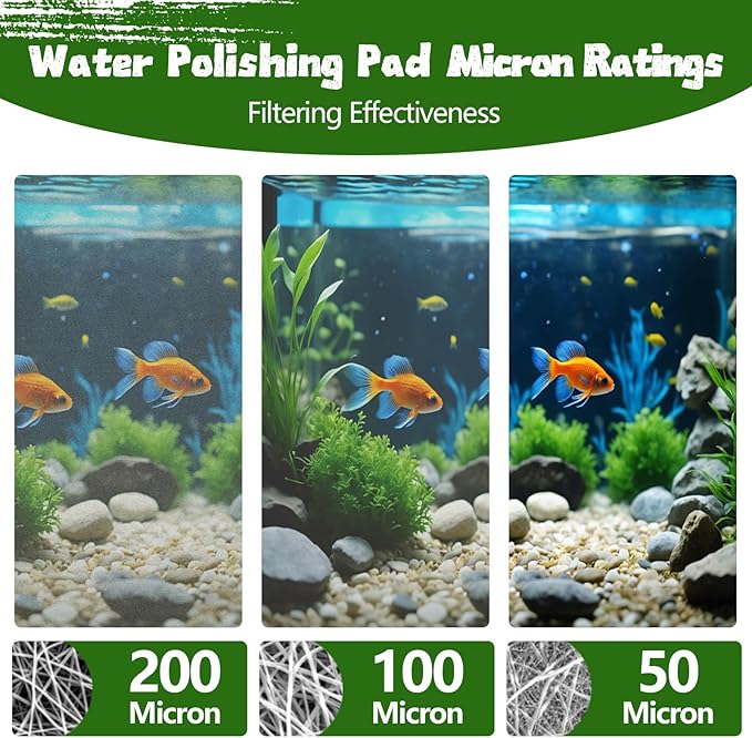 Aquarium Polishing Filter Pad-Ultra Fine 50 Micron Filter Floss for Crystal Clear Water,Cut-to-Size Filter Media for Fish Tank,Safe for Fish/Reef/Turtles(24" x 36", 1 Pack)