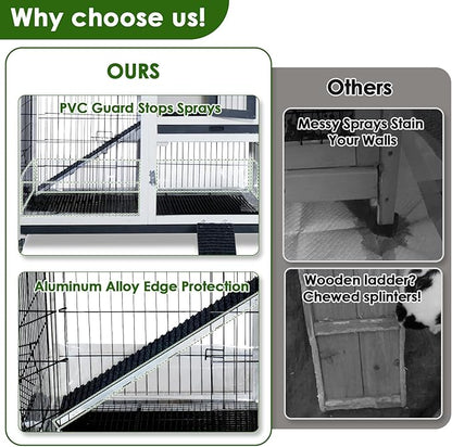 Bunny Hutch Indoor Rabbit Cage Outdoor 2-Story Rabbit House with Urine Guards and 2 Removable Tray for Small Animals