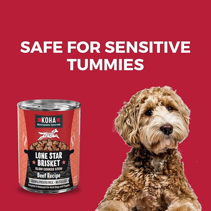 KOHA Lone Star Brisket Stew for Dogs with Beef, High Protein Wet Dog Food, 12.7oz Cans (Case of 12)