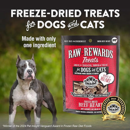 Northwest Naturals Raw Rewards Freeze-Dried Beef Heart Treats for Dogs and Cats - Bite Sized Pieces - Grain Free - 1 Ingredient - Healthy - Human Grade - All Natural - USA Made - 3 Oz