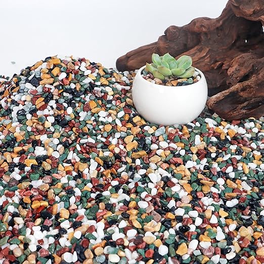 7lb Aquarium Gravel for Plants, 1/4Inch Fish Tank Gravel for Succulent Cactus and Bonsai, Decorative River Rocks Pebbles for Gardening, Flower Pots, Landscaping,Terrarium