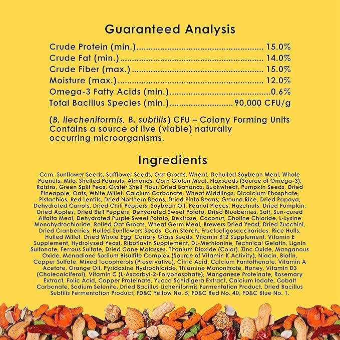 Kaytee Fiesta Parrot Food, Nutritious and Fun Blend, Supports Skin, Feather, Digestion, Brain and Heart Health, 2.5 pounds