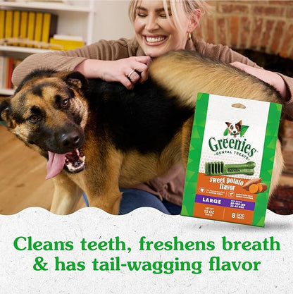 Greenies Large Dog Dental Treats, Sweet Potato Flavor, 12 oz. Pack (8 Treats)