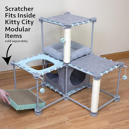 Kitty City XL Wide Corrugate Cat Scratchers 3 Pieces, Cat Scratching, Cat Scratch Pad, Door Clips, Furniture Protectors from Cat Scratching