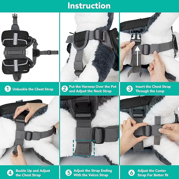 PetAmi Dog Backpack for Medium & Large Dogs, Saddle Bag for Dogs to Wear for Hiking, Pet Backpack Harness Dog Pack with Reflective Side Pockets for Walking Running