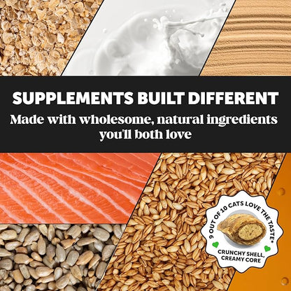 Cat Hairball Support Crunchy & Creamy Chews, Hairball Remedy Cat Treats, Furball Treatment, Supports Skin & Coat, Digestion, Vitamins & Hairball Medicine, Chicken (90-Day Supply)