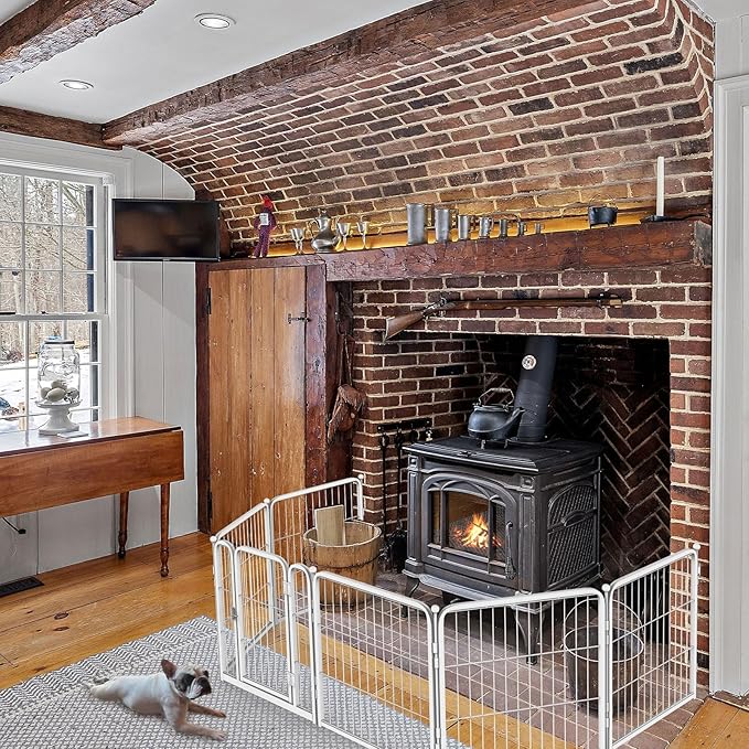 FXW Homeplus Unleashed Indoor Dog Playpen - Stress-Free and Safe Play, Heavy Duty 24 Inch 8 Panels with Fence-to-Wall Anchor (Pack of 4) for Puppy and Small Dogs, White│Patented