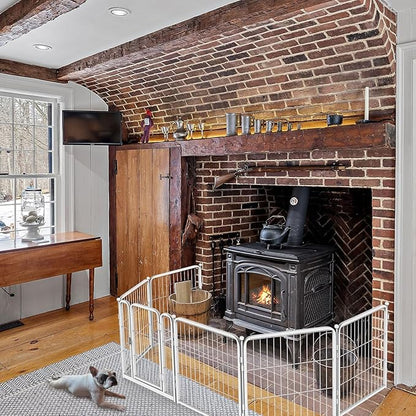 FXW Homeplus Unleashed Indoor Dog Playpen - Stress-Free and Safe Play, Heavy Duty 24 Inch 8 Panels with Fence-to-Wall Anchor (Pack of 4) for Puppy and Small Dogs, White│Patented