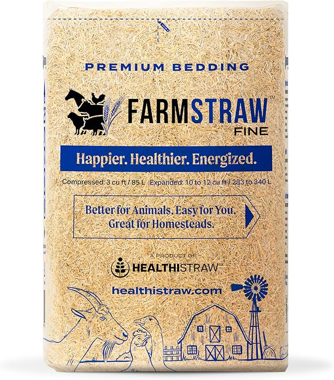 FarmStraw Fine Cut, 3 cu ft (25 lbs) – All-Natural Wheat Straw Animal Bedding for Homesteads, Hobby Farms, and Small Pets – Clean, Absorbent and Soft – Sustainably Sourced