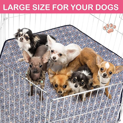 Preboun 4 Pcs 47 in Guinea Pig Playpen Pad Waterproof Hexagon Mat Reusable Dog Playpen Liner for Small Animal Rabbit Cage Tent Pee Pad Washable Yard Fence(Vivid Star)