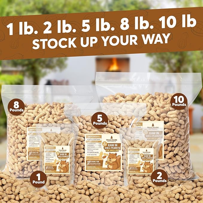 10 LB - Raw Peanuts For Squirrels, Raw In Shell Peanuts For Birds and Wildlife- Squirrel Food, Wild Bird Seed - Grown in The USA