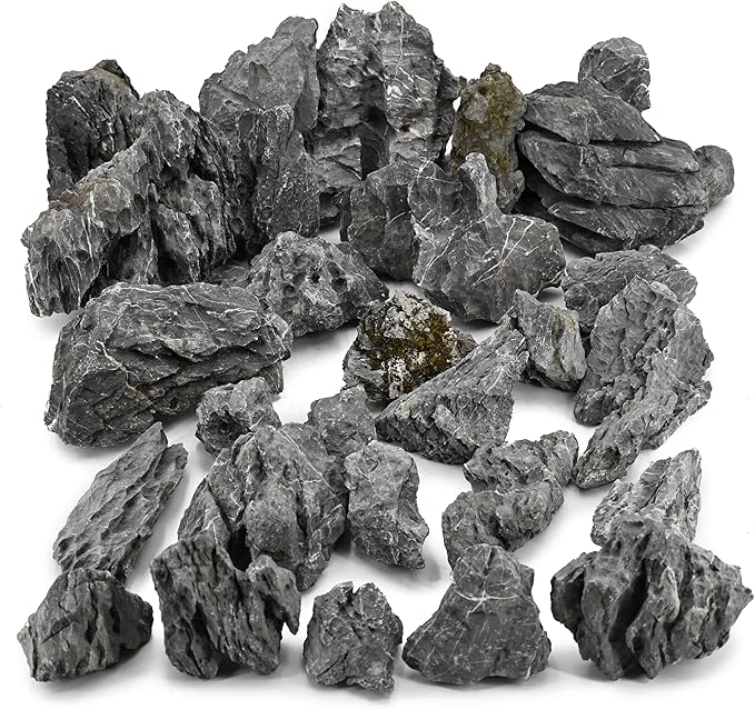 kecilke Seiryu Stones Aquarium Rocks Hardscape Stone for Aquariums, Fish Tanks, Bonsai, Terrariums, Wargaming Dioramas, Indoor or Outdoor Gardens(11lb 2-7inches)