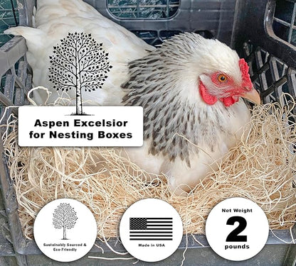 Aspen Excelsior, 2 lbs, Made in USA, for Pet Bedding, Chicken Nest Boxes, Gift Baskets