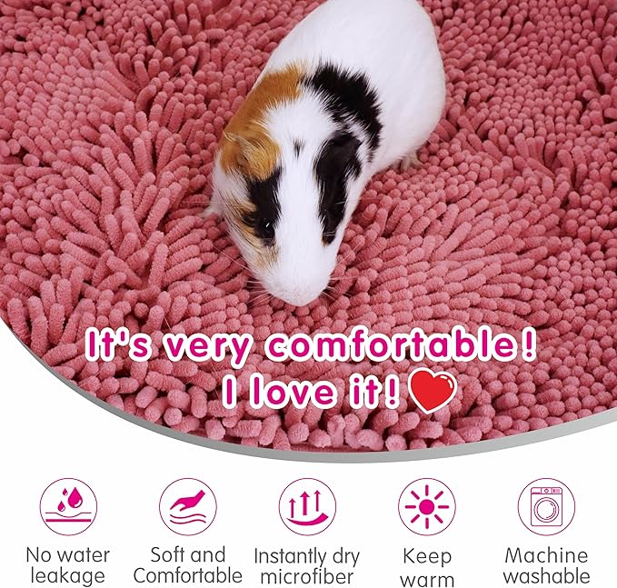Guinea Pig Cage Liner Bedding 2 PCS, Washable Guinea Pig Bed Mat, Extra Absorbent Rabbit Pee Pad Reusable, Non-Slip Fleece Blanket for Bunny and Small Animal Cage Accessories (Pink, 24"x16")