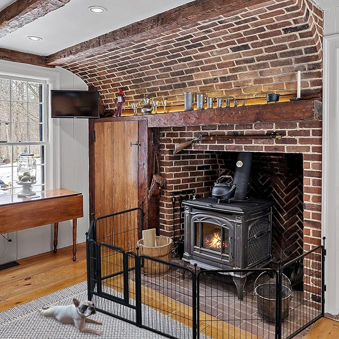 FXW Homeplus Unleashed Indoor Dog Playpen - Stress-Free and Safe Play, Heavy Duty 24 Inch 8 Panels with Fence-to-Wall Anchor (Pack of 4) for Puppy and Small Dogs, Black│Patented