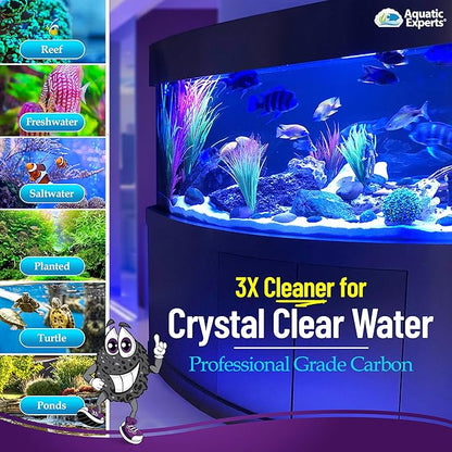 Premium Activated Carbon, Aquarium Carbon for Fish Tank Filter, Aquarium Filter Media, Granulated Charcoal for Fish Tanks, Activated Charcoal Bulk (5.5 lbs with Fine Mesh Bag)