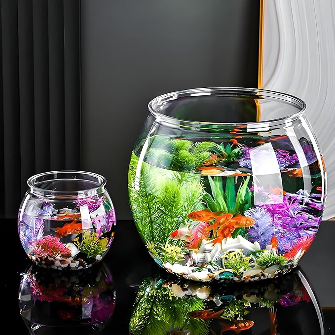 2 Pack Plastic Fish Bowls, 135oz Round Plastic Fish Tank 1 Gallon Aquarium Hydroponic Planter Floral Container for Candy, Carnival Games, Prizes, Party and Table Centerpiece Home Decor