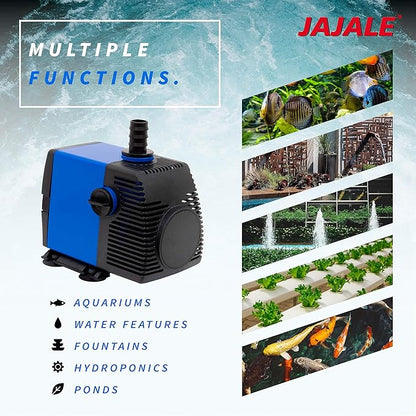 1056 GPH Submersible Water Pump - Adjustable Quite Aquariums, Fountains, Hydroponics, and Pond Pump, 11.5ft Lift, 75W - 5 Pack