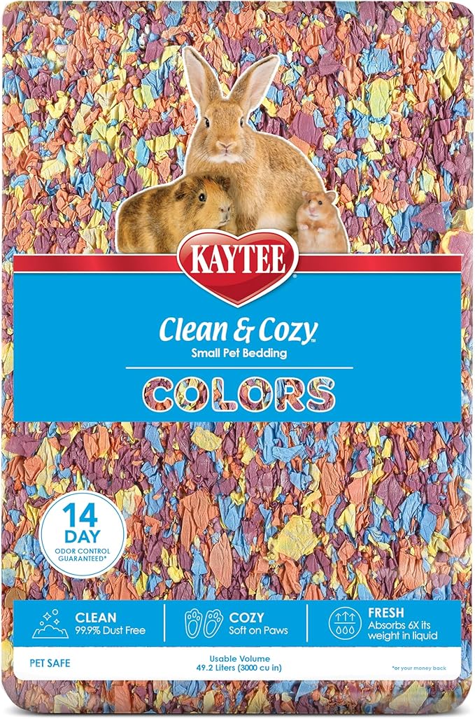 Kaytee Clean & Cozy Colors, Small Animal Bedding with Extreme Odor Control, Kaleidoscope, 49.2 Liters