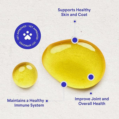 Fish Oil for Dogs - Omega 3 for Dogs from Alaskan Salmon, Cod & Krill Oil - EPA DHA Fatty Acids - Less Shedding & Itching - Skin, Joint, Immune & Heart Health - Liquid Supplement (16 oz)