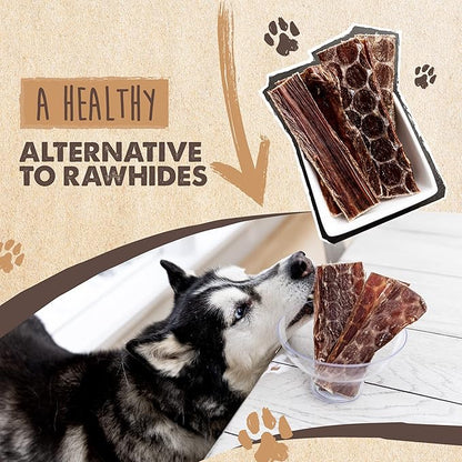 Mighty Paw Naturals Beef Gullet Jerky for Dogs | 100% Natural Beef Gullet Sticks for Small, Medium and Large Breeds. Natural Treat for Large Pets, and Puppies. Dried Dog Treats 14 oz