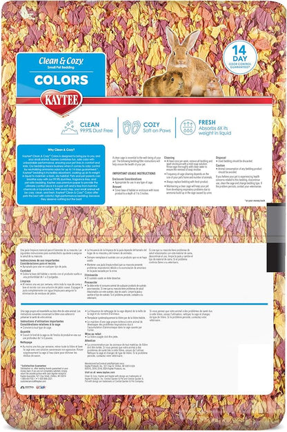 Kaytee Clean & Cozy Colors, Small Animal Bedding with Extreme Odor Control, Sunset 49.2 Liters