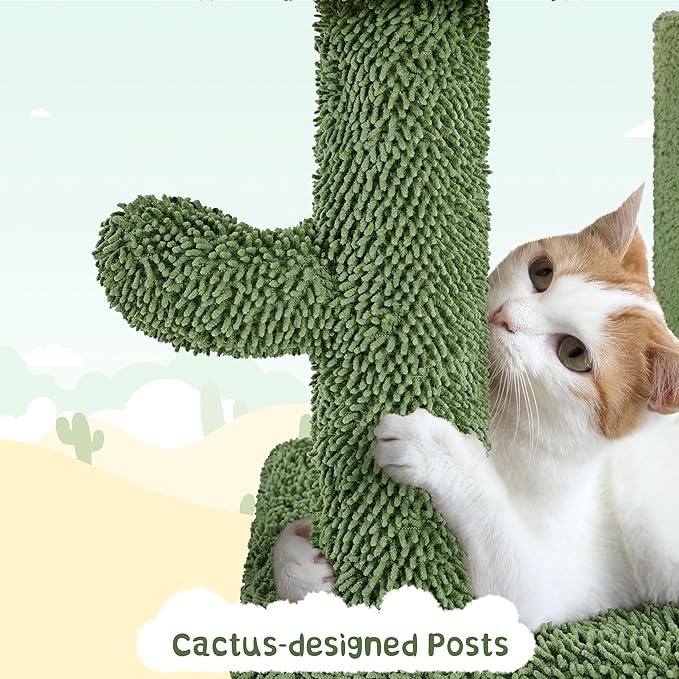 Yaheetech Cactus Cat Tree, 63″ H Multi-Level Cat Tower for Indoor Cats, Tall Climbing Tower with Sisal-Covered Scratching Posts & Condo, Pet Furniture Activity Center for Kitten