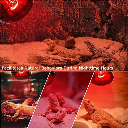 100W UVA Infrared Heat Lamp Bulb, Red Basking Spot Light for Lizard, Leopard Gecko, Turtle, and Chicks, High-Performance Red Heat Emitter for Reptile Tanks, Chicken Brooders & Terrariums