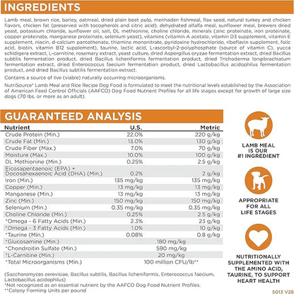 NutriSource Adult Dog Food, Made with Lamb Meal and Rice, with Wholesome Grains, 30LB, Dry Dog Food