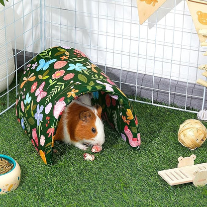 Bienbee Guinea Pig Tunnel and Hideout, Washable Small Animal Tunnel for Bunny Rabbits, Forest-Themed Butterflies