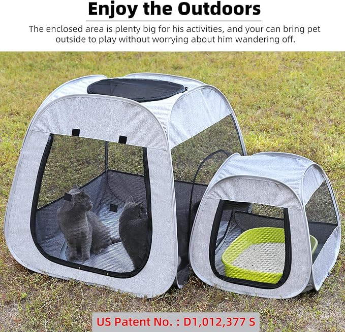 Tenrai Portable Cat Playpen, Trapezoidal Design for Better Standing, Foldable Pet Tent for Indoor and Outdoor Use of Kitten and Puppy, Dog Play Enclosure, Cat Houses & Condos