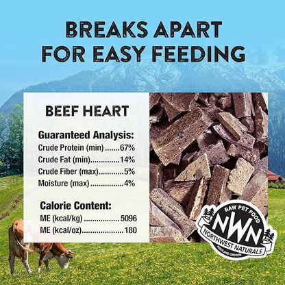 Northwest Naturals Raw Rewards Freeze-Dried Beef Heart Treats for Dogs and Cats - Bite-Sized Pieces - Healthy, 1 Ingredient, Human Grade Pet Food, All Natural, Proudly Made in USA, 10 Oz