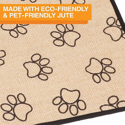 Neater Pets Jute Litter Trapping Mat, Eco-Friendly Plant-Based Material Catches Mess from Kitty Litter Box to Protect Floors, Soft on Cats Paws, Anti-Skid Backing, Easy to Clean, Paw Print, 24" x 36"