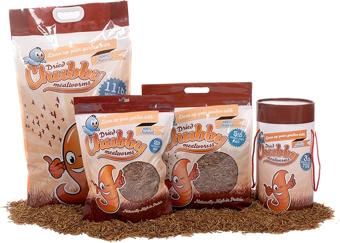 Chubby Mealworms 4Lbs Bulk Dried Mealworms High Protein Treat for Chickens, Birds, Ducks and Much More