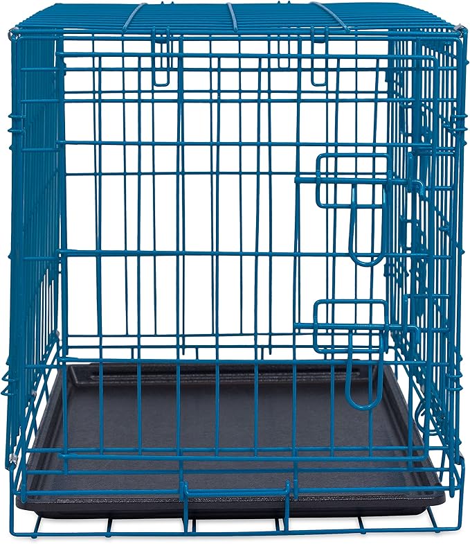 Internet's Best Wire Dog Kennel | Medium (36 Inches) | Double Door Metal Steel Crates | Indoor Outdoor Pet Home | Folding and Collapsible Cage | Blue