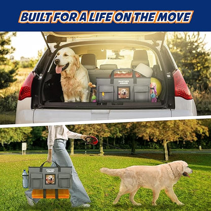 Panther Armor Dog Travel Bag- Hanging Dog Organizer & Pet Storage Tote Bag for Supplies, Waterproof Door Storage & Closet Organizer, Food & Treat Container for Travel Accessories