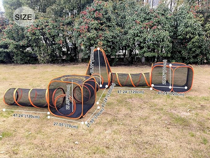 Portable Cat Small Animals Playpen DIY Outdoor Enclosures Freely Combinable 2in1 4in1 6in1 Pop Up Pet Play Tent Tunnel Cube House for Cat Puppy Rabbit (6 in 1)