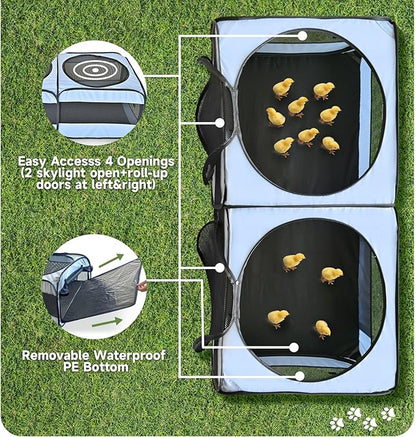 EighteenTek Small Animals Playpen Pop up Small Pet Cage Enclosure Tent Chick Run Brooder Coop Foldable Kennel for Kitten Ferret Puppy Guinea Pig Rabbit Hamster Chinchillas(No Divider, Unified Space)