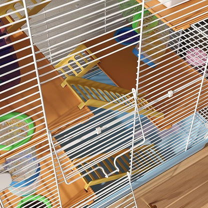 PawHut 18" 5 Tier Hamster Cage with Tubes and Tunnels, Small Animal Cage with Portable Carry Handle, Gerbil Cage with Water Bottle, Food Dish, Exercise Wheel, Light Blue