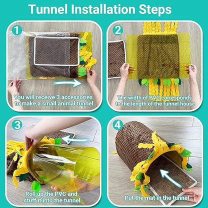 Guinea Pig Tunnel House - Small Animal Hideout Tube Cage House for Hamster Rat Mice Parrot Chinchilla Hedgehog Flying Squirrel - Playing Sleeping Resting Fleece Warm Bed Plush Nest Habitats