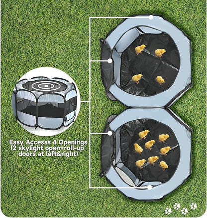 EighteenTek Small Animals Playpen Pop up Small Pet Cage Enclosure Tent Chick Run Brooder Coop Foldable Kennel for Kitten Ferret Puppy Guinea Pig Rabbit Hamster Chinchillas(No Divider, Unified Space)