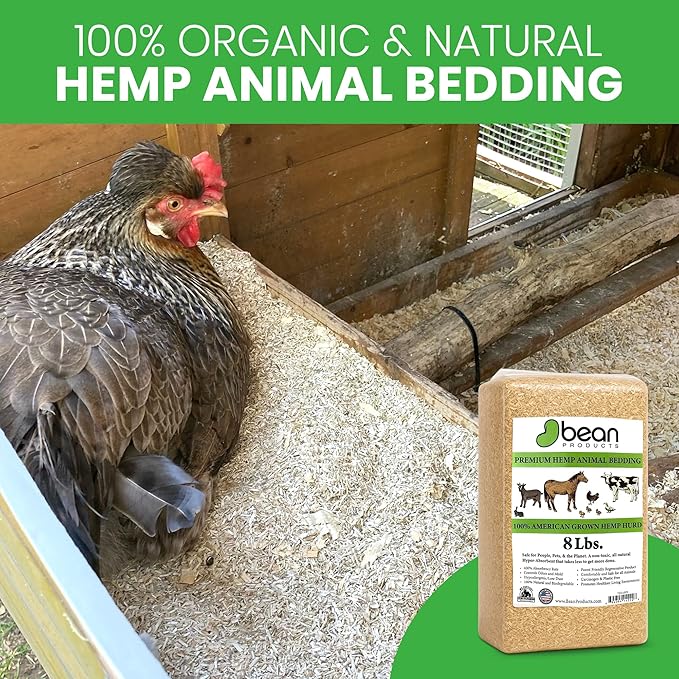 Hemp Animal Bedding 10 Lbs = 51 Liters of Natural Ground Hurds - Super Absorbent- DUST Free- for Your Horse, Chicken, Rabbit, Reptile, Hamster, Cage Coop or CAT Litter - USA Grown - Carbon Negative