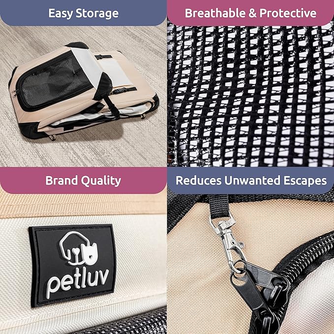 Large Cat Carrier & Dog Carrier for 2 Cats or Medium Dog. Soft Sided Pet Carrier for Travel. Collapsible, Portable with Soft Bed, Top & Side Loading, Locking Zippers, Puppy Crate & Kennel