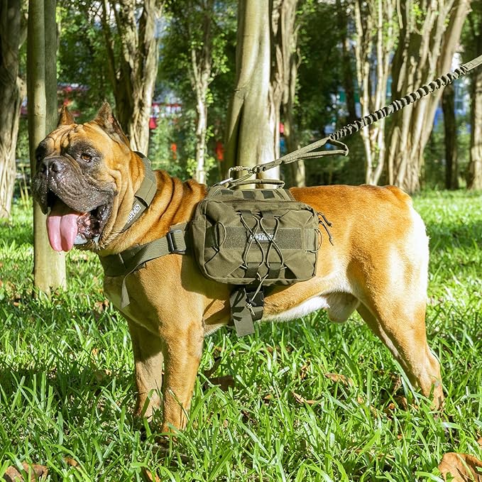 EXCELLENT ELITE SPANKER Dog Pack Dog Saddle Bag Backpack for Camping Hiking Medium & Large Dog with 2 Capacious Side Pockets (M, Ranger Green)