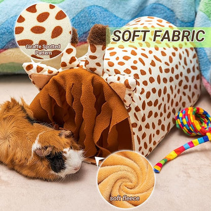 Guinea Pig Tunnel House - Small Animal Hideout Tube Cage House for Hamster Rat Mice Parrot Chinchilla Hedgehog Flying Squirrel - Playing Sleeping Resting Fleece Warm Bed Plush Nest Habitats